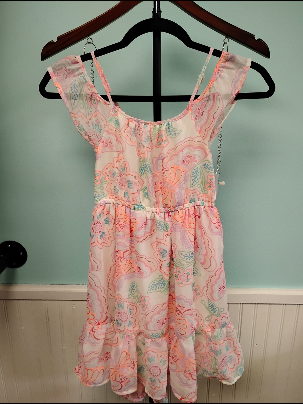 Place Girls Multicolor Floral Casual Dress - Pink & Peach Accents